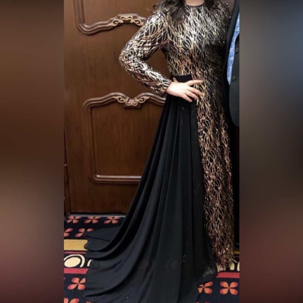 Black and gold evening gown